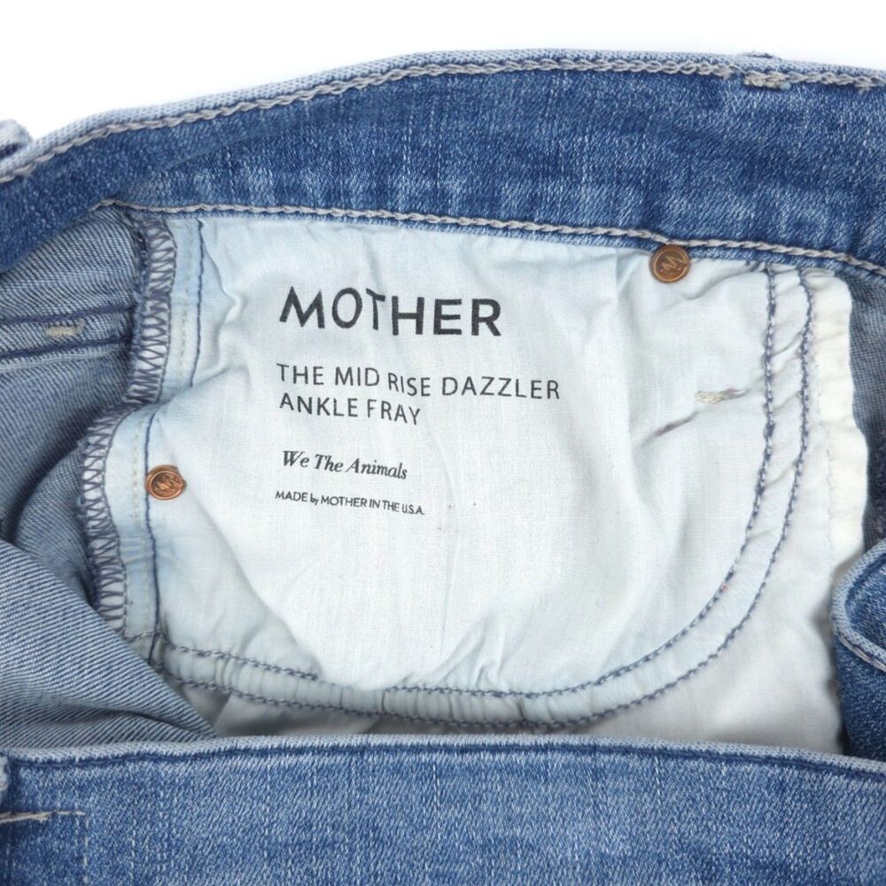 MOTHER The Mid Rise Dazzler Ankle Fray Jeans We The Animals 90s Clean Girl Y2k - Picture 2 of 11
